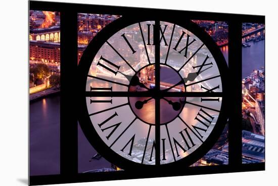 Giant Clock Window - View on the City of London with the Tower Bridge by Night III-Philippe Hugonnard-Mounted Premium Photographic Print