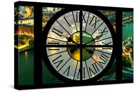 Giant Clock Window - View on the City of London with the Tower Bridge by Night VII-Philippe Hugonnard-Stretched Canvas