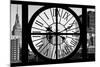 Giant Clock Window - View on the Empire State Building and the New Yorker Hotel-Philippe Hugonnard-Mounted Photographic Print