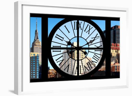 Giant Clock Window - View on the Empire State Building and the New Yorker-Philippe Hugonnard-Framed Photographic Print