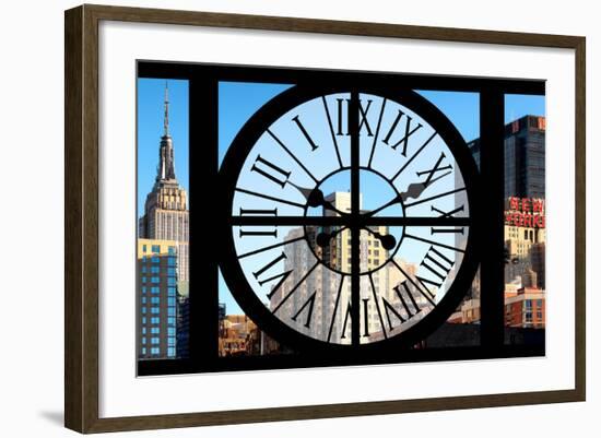 Giant Clock Window - View on the Empire State Building and the New Yorker-Philippe Hugonnard-Framed Photographic Print