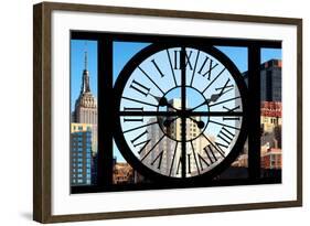 Giant Clock Window - View on the Empire State Building and the New Yorker-Philippe Hugonnard-Framed Photographic Print