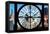 Giant Clock Window - View on the Empire State Building and the New Yorker-Philippe Hugonnard-Framed Stretched Canvas