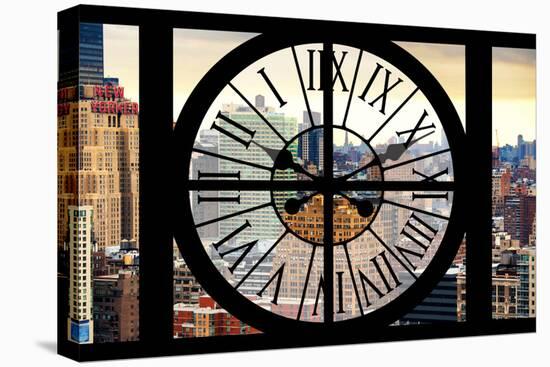 Giant Clock Window - View on the Garmen District - New York City-Philippe Hugonnard-Stretched Canvas