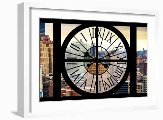 Giant Clock Window - View on the Garmen District - New York City-Philippe Hugonnard-Framed Photographic Print