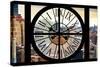 Giant Clock Window - View on the Garmen District - New York City-Philippe Hugonnard-Stretched Canvas