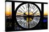 Giant Clock Window - View on the New York at Sunset-Philippe Hugonnard-Stretched Canvas