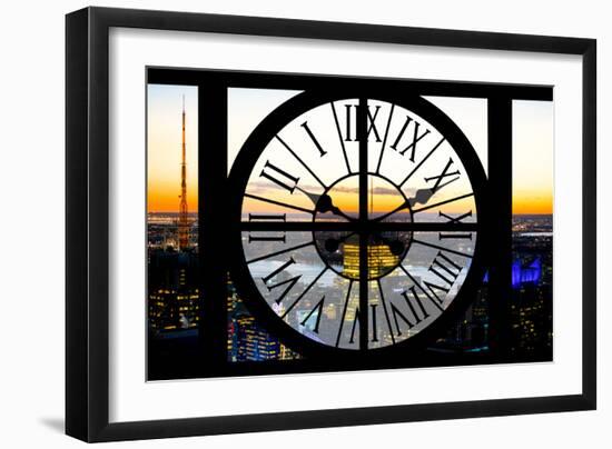 Giant Clock Window - View on the New York at Sunset-Philippe Hugonnard-Framed Photographic Print