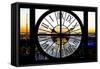 Giant Clock Window - View on the New York at Sunset-Philippe Hugonnard-Framed Stretched Canvas