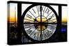 Giant Clock Window - View on the New York at Sunset-Philippe Hugonnard-Stretched Canvas