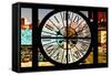 Giant Clock Window - View on the New York City - 10th Avenue-Philippe Hugonnard-Framed Stretched Canvas