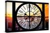 Giant Clock Window - View on the New York City at Sunset II-Philippe Hugonnard-Stretched Canvas