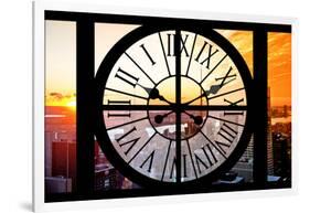 Giant Clock Window - View on the New York City at Sunset II-Philippe Hugonnard-Framed Photographic Print