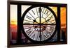 Giant Clock Window - View on the New York City at Sunset II-Philippe Hugonnard-Framed Photographic Print