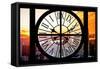 Giant Clock Window - View on the New York City at Sunset II-Philippe Hugonnard-Framed Stretched Canvas