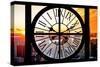 Giant Clock Window - View on the New York City at Sunset II-Philippe Hugonnard-Stretched Canvas