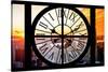 Giant Clock Window - View on the New York City at Sunset II-Philippe Hugonnard-Stretched Canvas