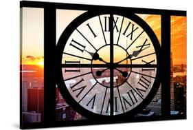 Giant Clock Window - View on the New York City at Sunset II-Philippe Hugonnard-Stretched Canvas