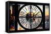 Giant Clock Window - View on the New York City at Sunset II-Philippe Hugonnard-Framed Stretched Canvas