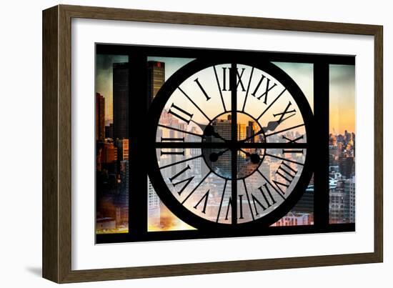 Giant Clock Window - View on the New York City at Sunset II-Philippe Hugonnard-Framed Photographic Print