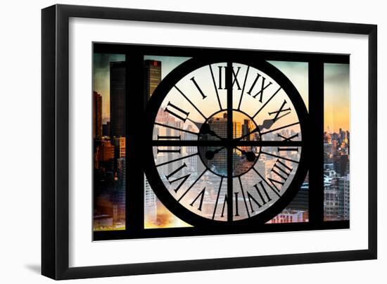 Giant Clock Window - View on the New York City at Sunset II-Philippe Hugonnard-Framed Photographic Print