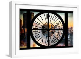 Giant Clock Window - View on the New York City at Sunset II-Philippe Hugonnard-Framed Photographic Print