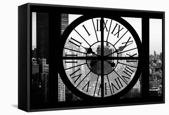 Giant Clock Window - View on the New York City at Sunset III-Philippe Hugonnard-Framed Stretched Canvas