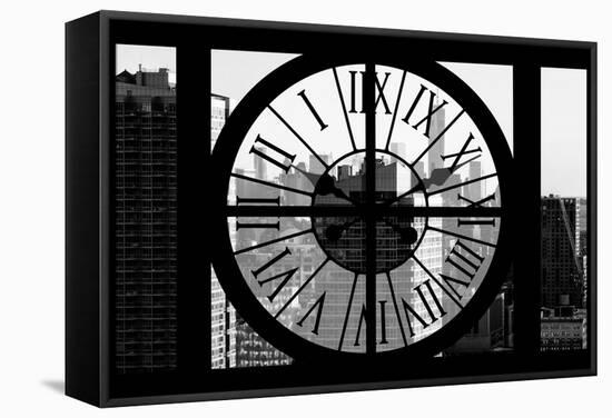 Giant Clock Window - View on the New York City at Sunset with the One World Trade Center II-Philippe Hugonnard-Framed Stretched Canvas