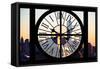 Giant Clock Window - View on the New York City at Sunset with the One World Trade Center III-Philippe Hugonnard-Framed Stretched Canvas