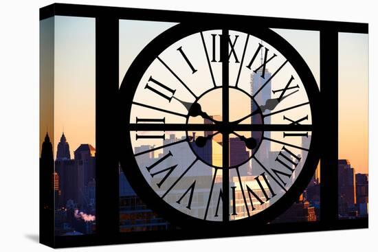 Giant Clock Window - View on the New York City at Sunset with the One World Trade Center III-Philippe Hugonnard-Stretched Canvas