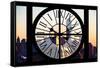 Giant Clock Window - View on the New York City at Sunset with the One World Trade Center III-Philippe Hugonnard-Framed Stretched Canvas