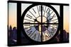 Giant Clock Window - View on the New York City at Sunset with the One World Trade Center III-Philippe Hugonnard-Stretched Canvas