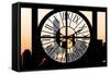 Giant Clock Window - View on the New York City at Sunset with the One World Trade Center IV-Philippe Hugonnard-Framed Stretched Canvas