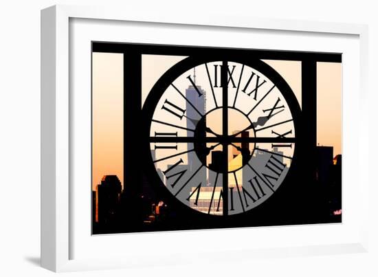 Giant Clock Window - View on the New York City at Sunset with the One World Trade Center IV-Philippe Hugonnard-Framed Photographic Print