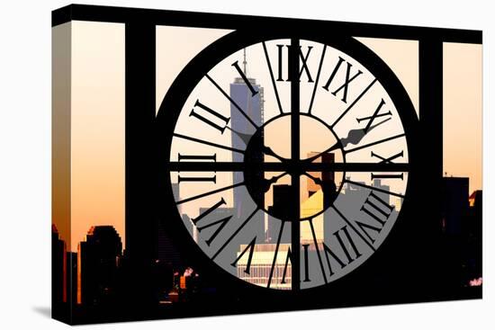 Giant Clock Window - View on the New York City at Sunset with the One World Trade Center IV-Philippe Hugonnard-Stretched Canvas