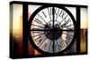 Giant Clock Window - View on the New York City at Sunset with the One World Trade Center-Philippe Hugonnard-Stretched Canvas