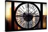 Giant Clock Window - View on the New York City at Sunset with the One World Trade Center-Philippe Hugonnard-Stretched Canvas