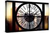 Giant Clock Window - View on the New York City at Sunset with the One World Trade Center-Philippe Hugonnard-Stretched Canvas