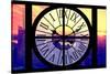 Giant Clock Window - View on the New York City at Sunset-Philippe Hugonnard-Stretched Canvas