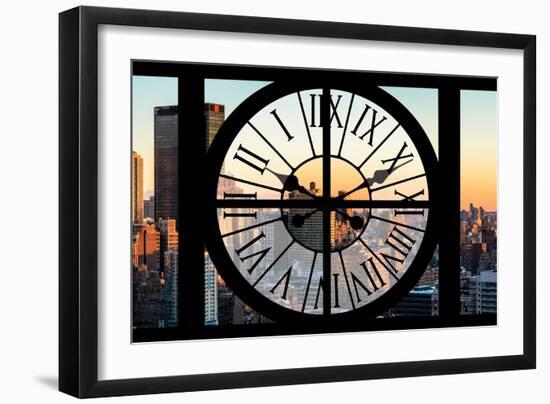 Giant Clock Window - View on the New York City at Sunset-Philippe Hugonnard-Framed Photographic Print