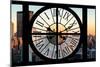 Giant Clock Window - View on the New York City at Sunset-Philippe Hugonnard-Mounted Photographic Print