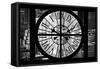 Giant Clock Window - View on the New York City - B&W Hell's Kitchen-Philippe Hugonnard-Framed Stretched Canvas