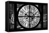 Giant Clock Window - View on the New York City - B&W Hell's Kitchen-Philippe Hugonnard-Framed Stretched Canvas