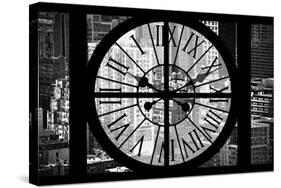 Giant Clock Window - View on the New York City - B&W Hell's Kitchen-Philippe Hugonnard-Stretched Canvas
