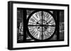 Giant Clock Window - View on the New York City - B&W Hell's Kitchen-Philippe Hugonnard-Framed Photographic Print