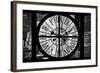 Giant Clock Window - View on the New York City - B&W Hell's Kitchen-Philippe Hugonnard-Framed Photographic Print