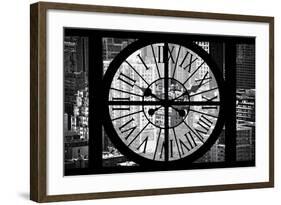 Giant Clock Window - View on the New York City - B&W Hell's Kitchen-Philippe Hugonnard-Framed Photographic Print