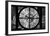 Giant Clock Window - View on the New York City - B&W Hell's Kitchen-Philippe Hugonnard-Framed Photographic Print