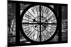 Giant Clock Window - View on the New York City - B&W Hell's Kitchen-Philippe Hugonnard-Mounted Photographic Print