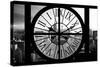 Giant Clock Window - View on the New York City - B&W Manhattan-Philippe Hugonnard-Stretched Canvas